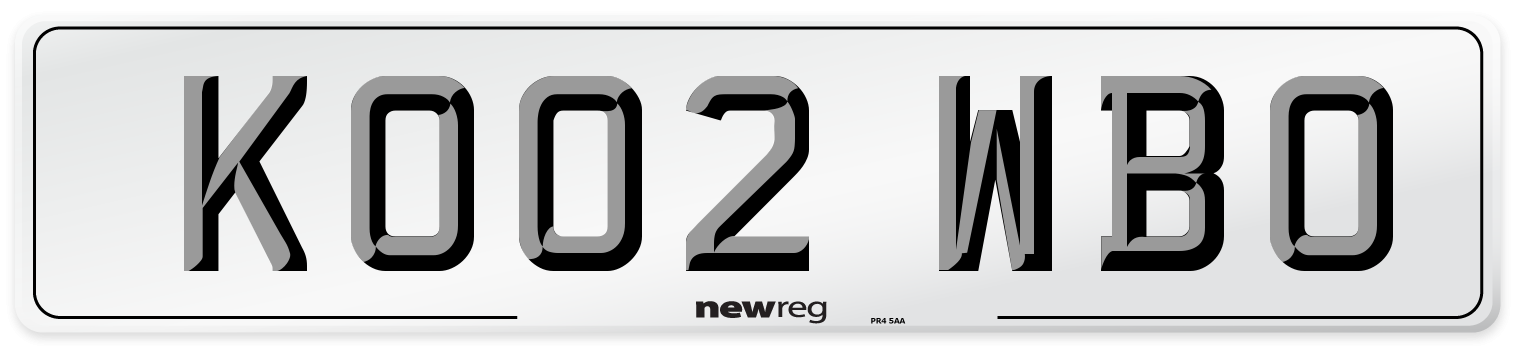 KO02 WBO Number Plate from New Reg